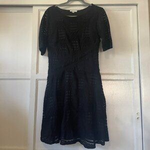 New York & Company Burn Out Textured Dress Size Medium Little Black Dress Goth